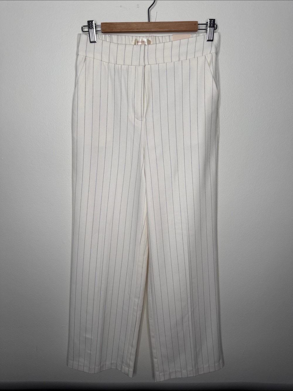 Ivory Pinstripe Wide-Leg Trousers
